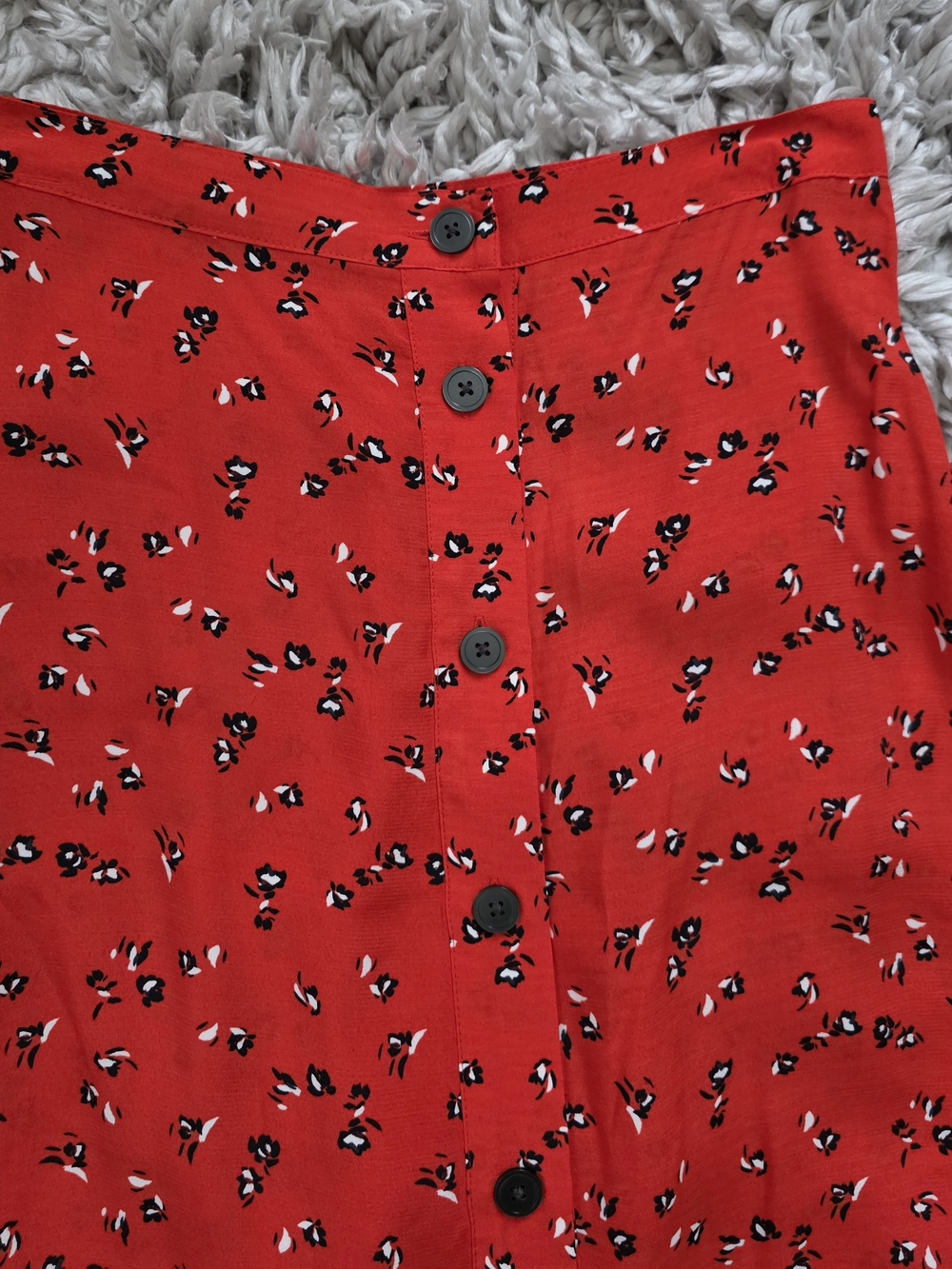 GAP Red Floral Button-Front A-Line Skirt Sz. 4 Tall - Picture 4 of 9